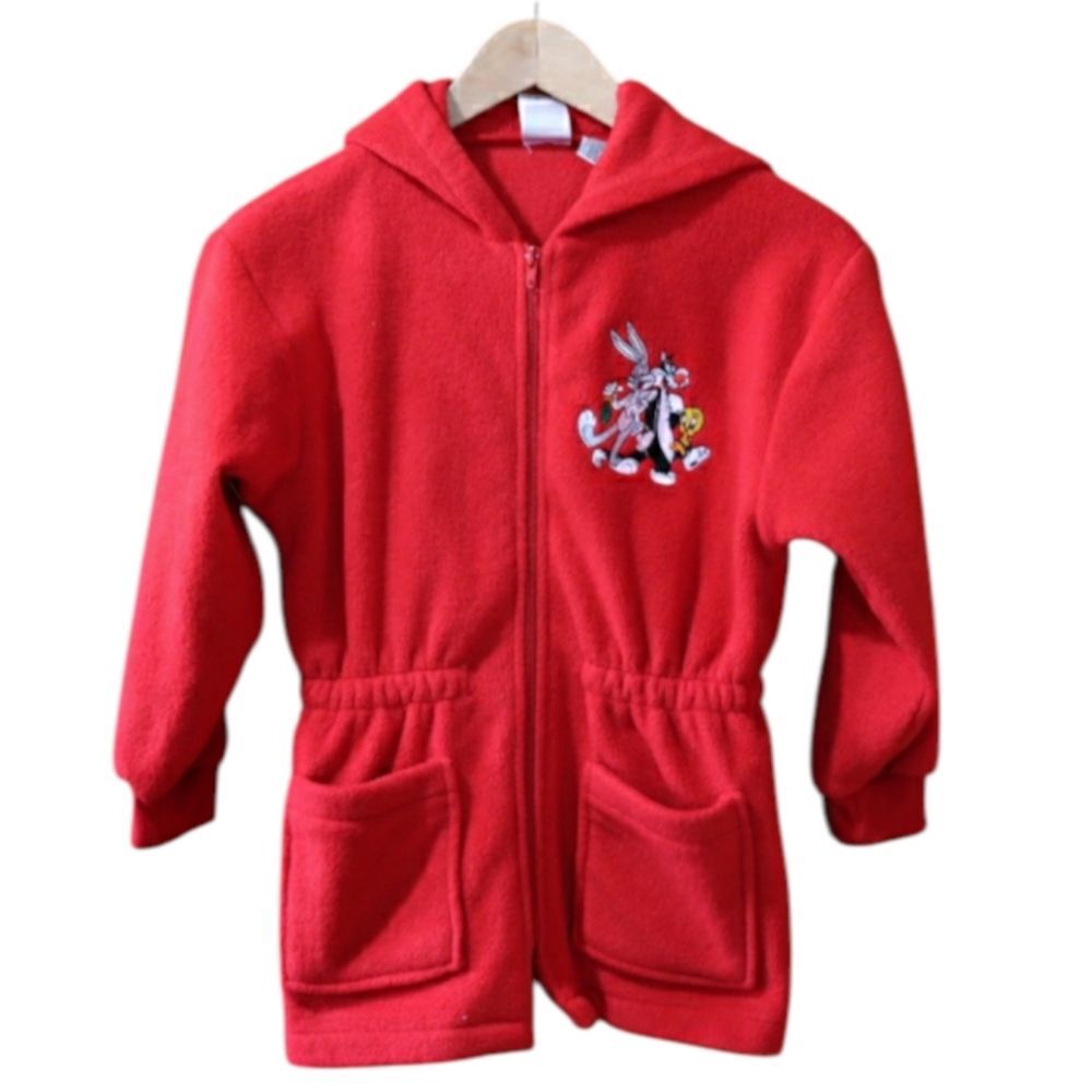 Warner Bros Red Fleece Hoodie with Logo